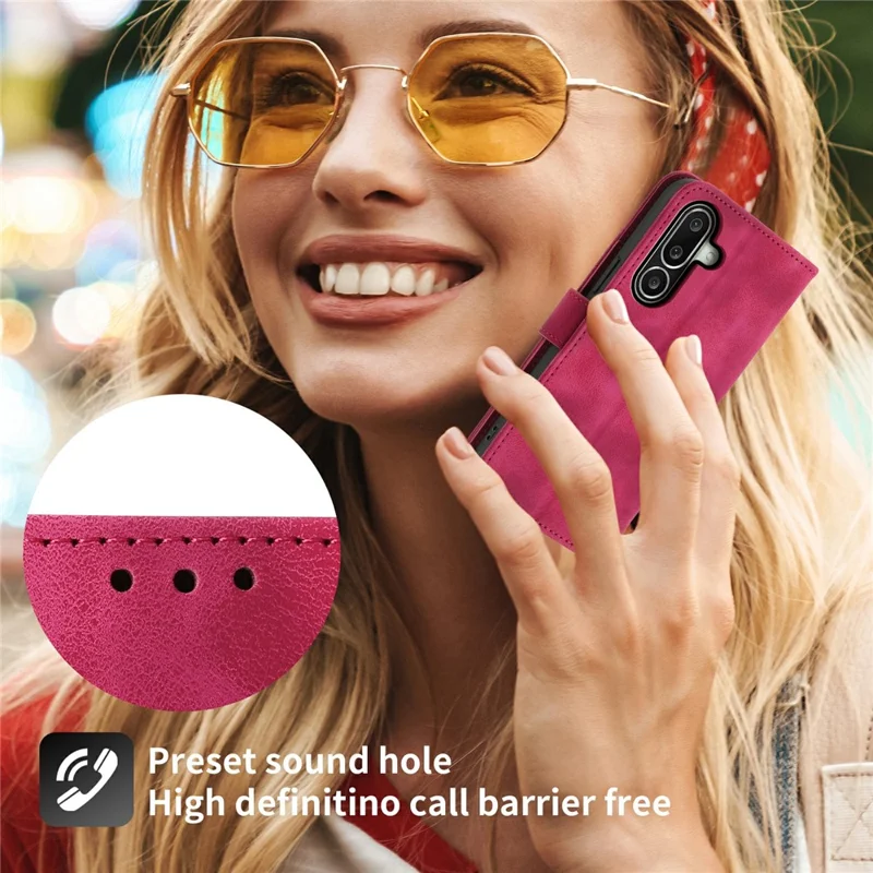 For Samsung Galaxy A27 5G Wallet Case Flower Pattern PU Leather Phone Cover with Strap - Wine Red
