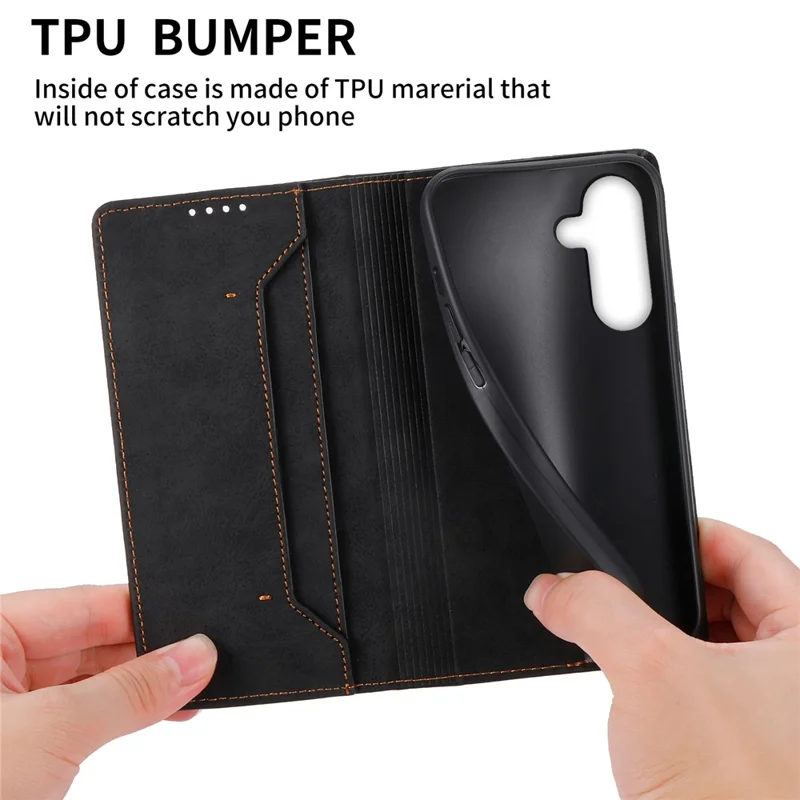 For Samsung Galaxy A27 5G Wallet Case RFID Blocking PU Leather Phone Cover - Black
