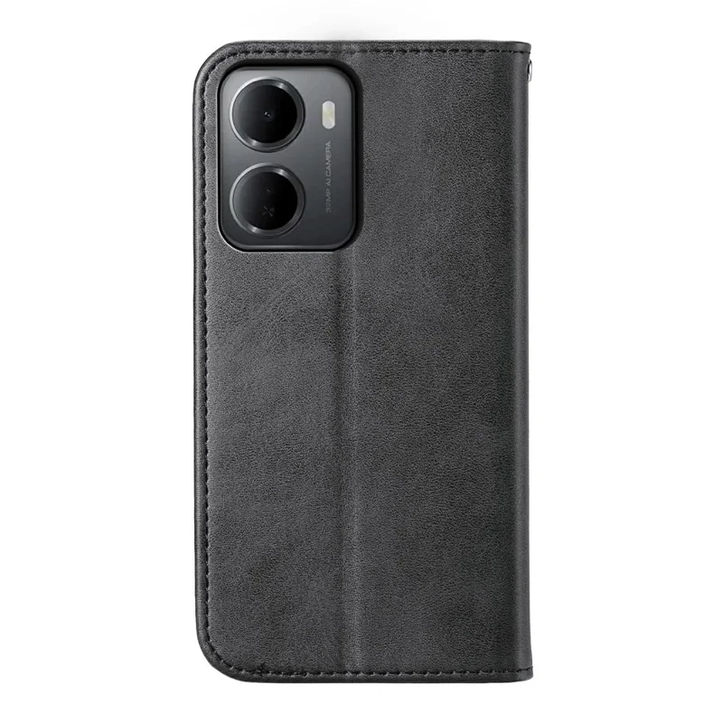 För Xiaomi Redmi 15a 5G Skal Calf-Textur PU-Läder Plånboks Mobilhölster med Handlovsband - Svart