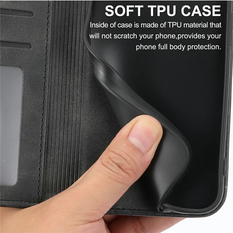 For Xiaomi Poco F8 Ultra 5G / Redmi K90 Pro Max 5G Case Calf Texture PU Leather Wallet Phone Cover with Wrist Strap - Black