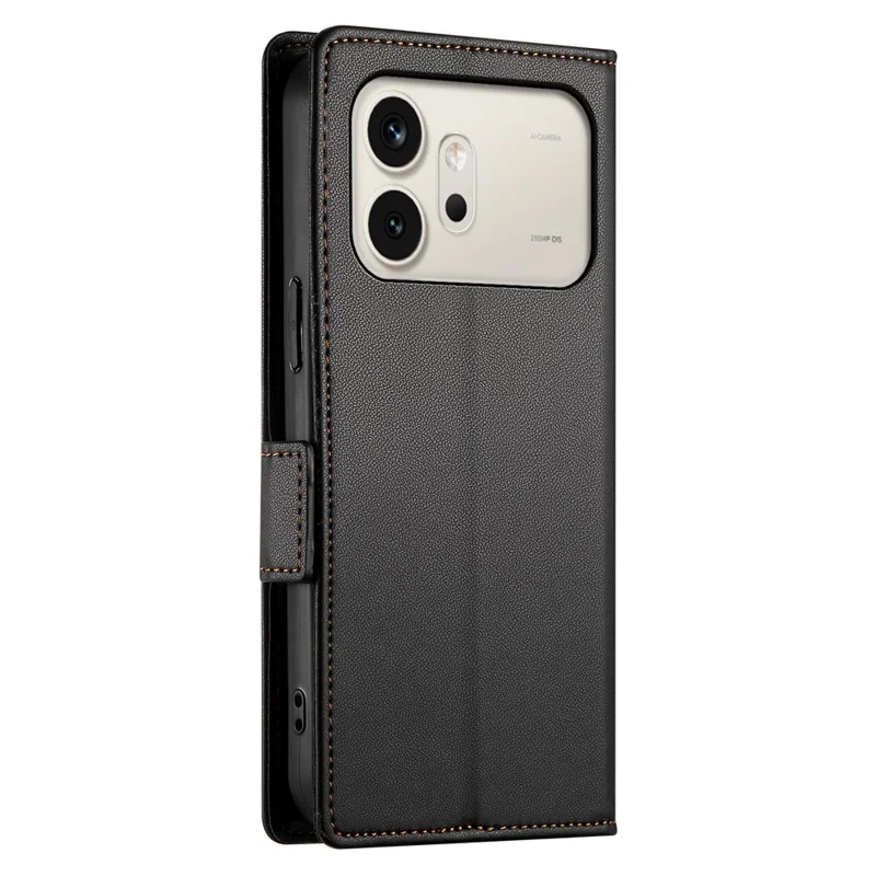 For Honor 600 5G Stand Case PU Leather Wallet Phone Cover - Black