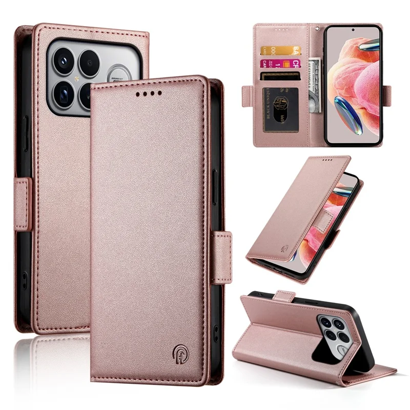 For Xiaomi Poco F8 Ultra 5G / Redmi K90 Pro Max 5G Stand Case PU Leather Wallet Phone Cover - Rose Gold
