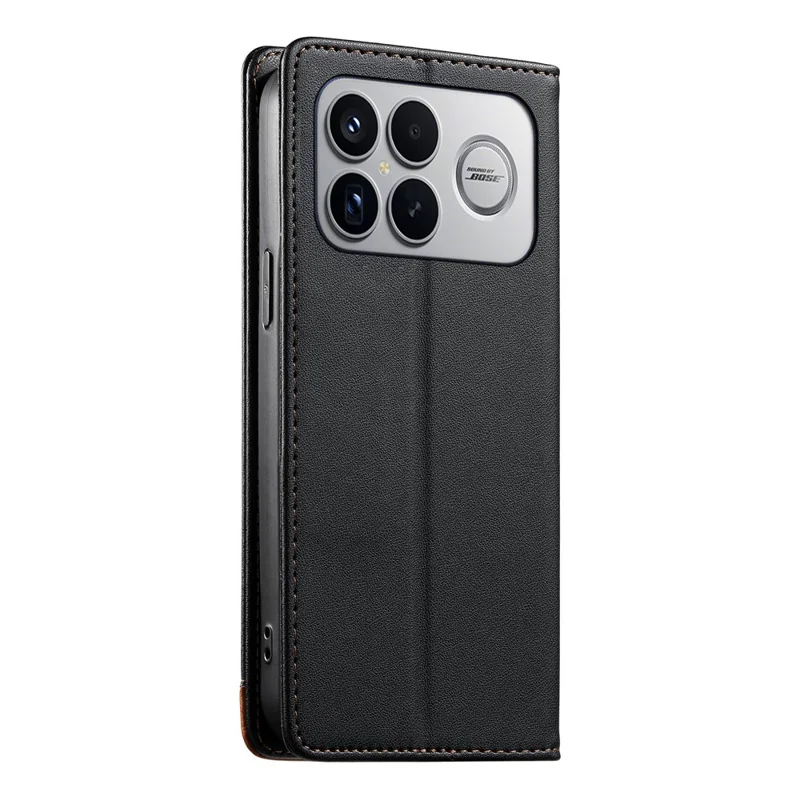 DIERFENG DF-018 til Xiaomi Poco F8 Ultra Case med RFID-blokerende wallet af læder med farvesplejsning i logo-hjørne - Sort