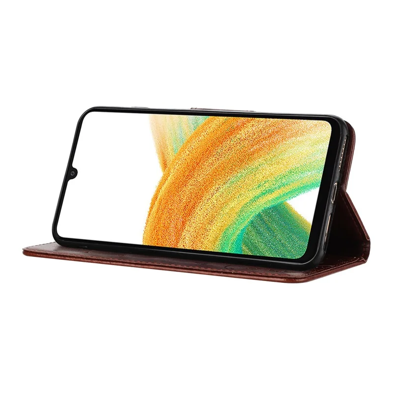For Samsung Galaxy A57 5G Case Imprinted Mini Butterfly Leather Wallet Phone Cover - Brown