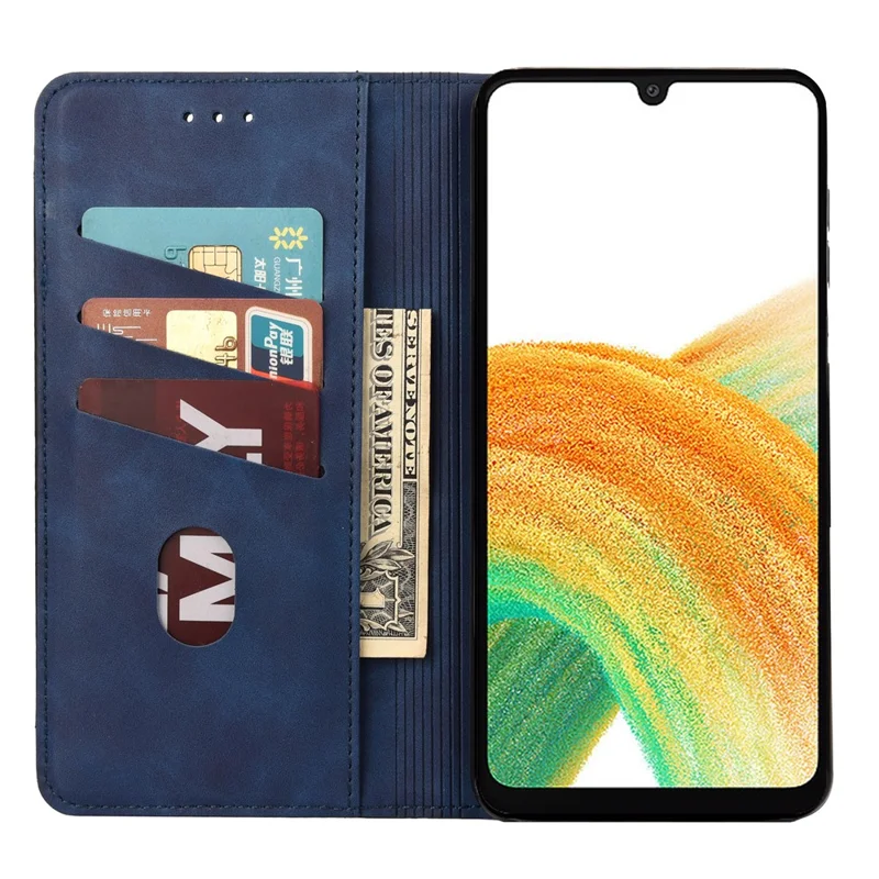 Funda para Samsung Galaxy A37 5G, carcasa de protección resistente a impactos de cuero PU con billetera - Azul