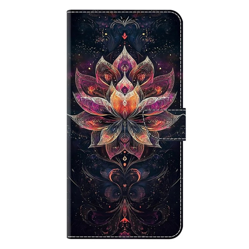 Funda con billetera y soporte para Samsung Galaxy A37 5G, funda de cuero con diseño estampado - Loto dorado