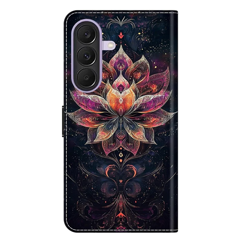 Funda con billetera y soporte para Samsung Galaxy A37 5G, funda de cuero con diseño estampado - Loto dorado