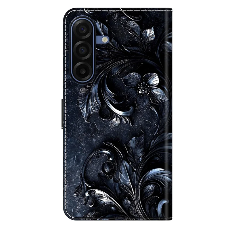 For Samsung Galaxy A17 4G / A17 5G Wallet Stand Case Mønstertrykt Læder Telefonbeskyttelse - Blækfarvet Blomst