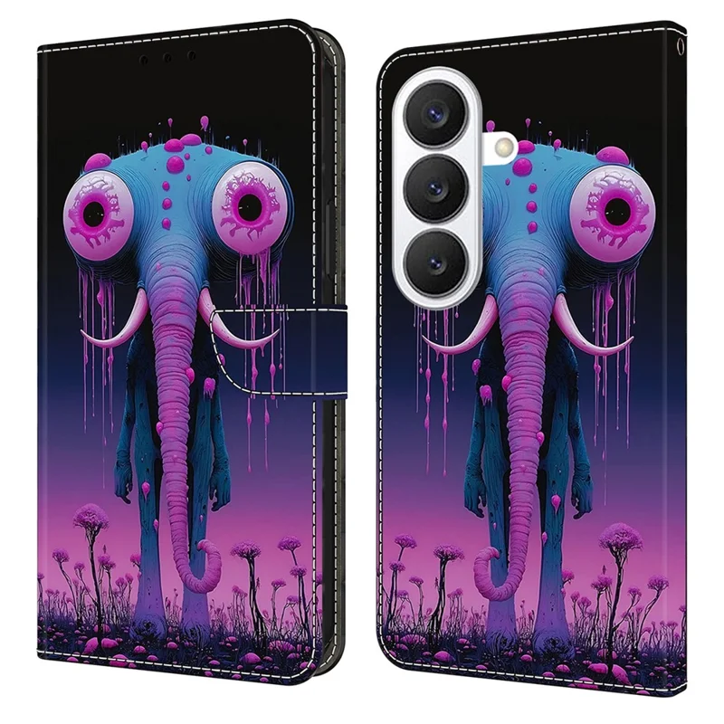 For Samsung Galaxy S26+ Wallet Stand Case Pattern Printing Leather Phone Cover - Long-nosed Elephant