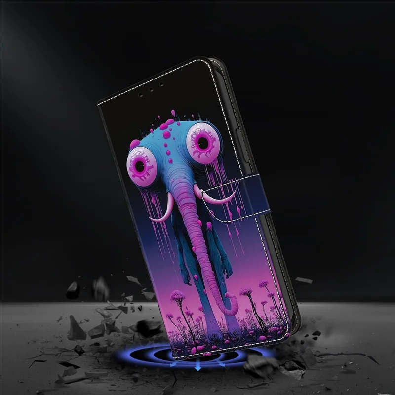 For Samsung Galaxy S26+ Wallet Stand Case Pattern Printing Leather Phone Cover - Long-nosed Elephant