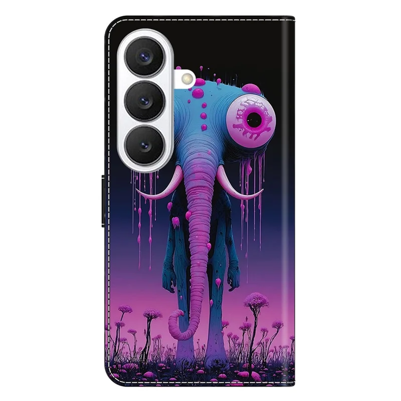 For Samsung Galaxy S26+ Wallet Stand Case Pattern Printing Leather Phone Cover - Long-nosed Elephant