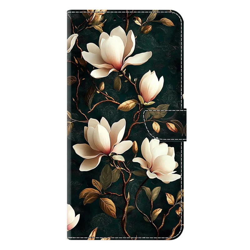 For Samsung Galaxy A16 4G  /  A16 5G Wallet Stand Case Pattern Printing Leather Phone Cover - White Magnolia