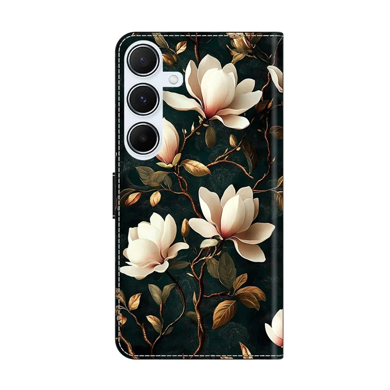 For Samsung Galaxy A16 4G  /  A16 5G Wallet Stand Case Pattern Printing Leather Phone Cover - White Magnolia