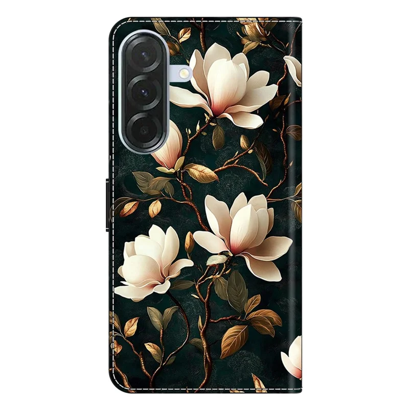 For Samsung Galaxy A36 5G Wallet Stand Case Pattern Printing Leather Phone Cover - White Magnolia