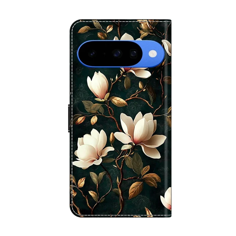 For Google Pixel 10 Pro  /  10 Wallet Stand Case Pattern Printing Leather Phone Cover - White Magnolia