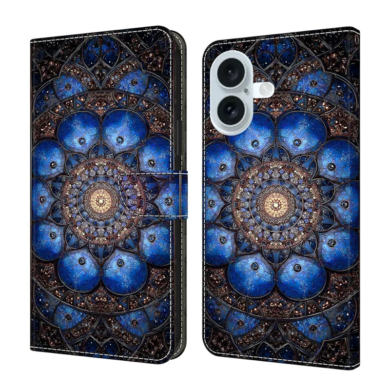For iPhone 17 Wallet Stand Case Pattern Printing Leather Phone Cover - Glaze Gemstones
