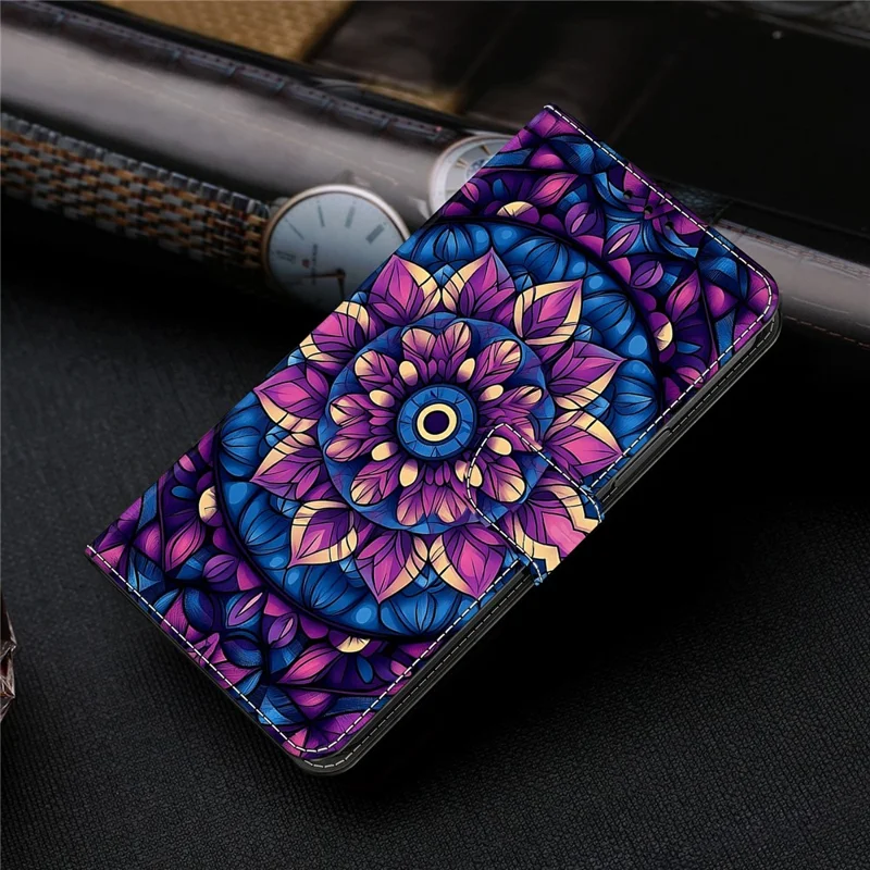 For iPhone 17 Pro Max Wallet Stand Case Pattern Printing Leather Phone Cover - Indigo Mandala