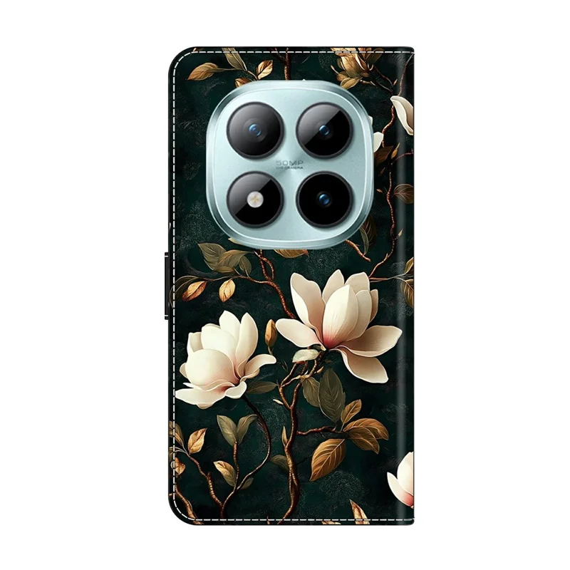For Xiaomi Redmi Note 15 Pro 5G (Global) Wallet Stand Case Pattern Printing Leather Phone Cover - White Magnolia