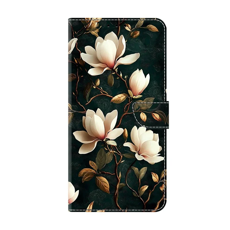 For Xiaomi Redmi Note 15 Pro 5G (Global) Wallet Stand Case Pattern Printing Leather Phone Cover - White Magnolia