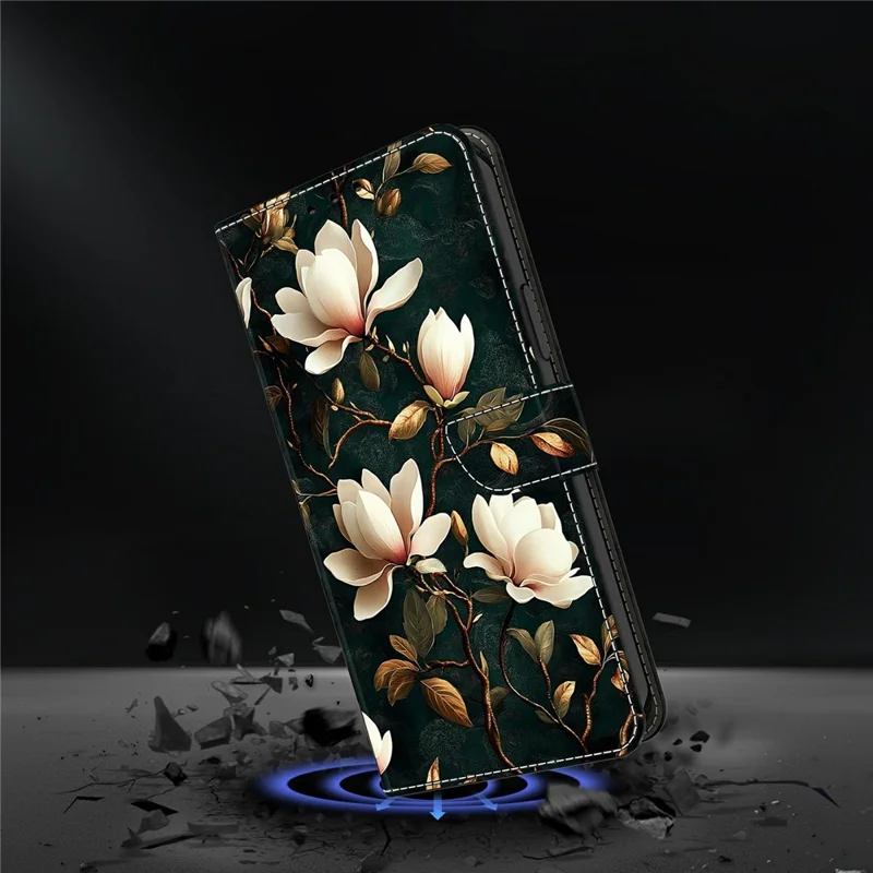 For Xiaomi 17 Ultra 5G Wallet Stand Case Pattern Printing Leather Phone Cover - White Magnolia