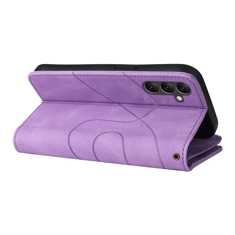 For Samsung Galaxy A14 5G / A14 4G Leather Case with Strap Zipper 9 Card Slot Phone Cover Stand - Light Purple