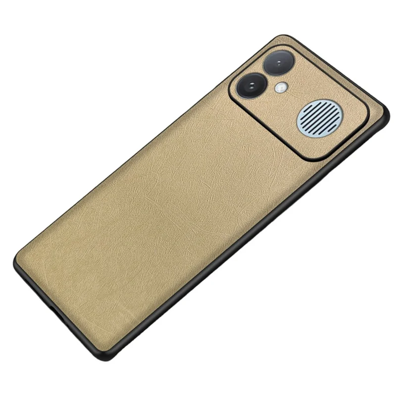 For Xiaomi Redmi K90 Max 5G Case Silk-Textured PU Leather Coated PC TPU Protective Phone Back Cover - Gold