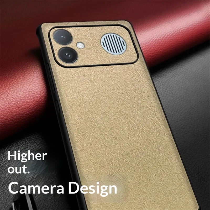 For Xiaomi Redmi K90 Max 5G Case Silk-Textured PU Leather Coated PC TPU Protective Phone Back Cover - Gold