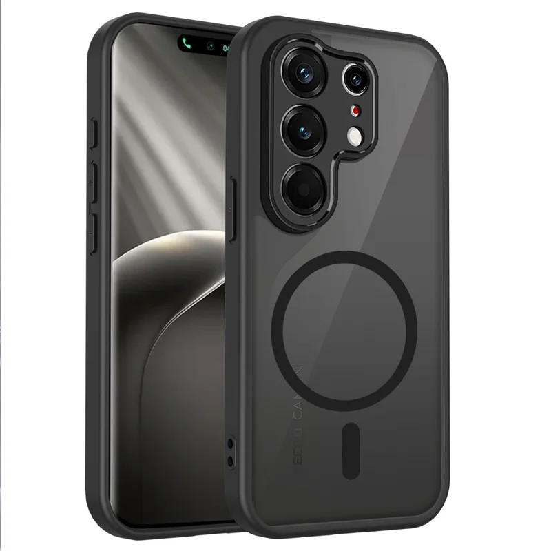 For TECNO Camon 50 4G Magnetic Case Skin Touch Matte PC + TPU Anti-Drop Phone Cover - Black