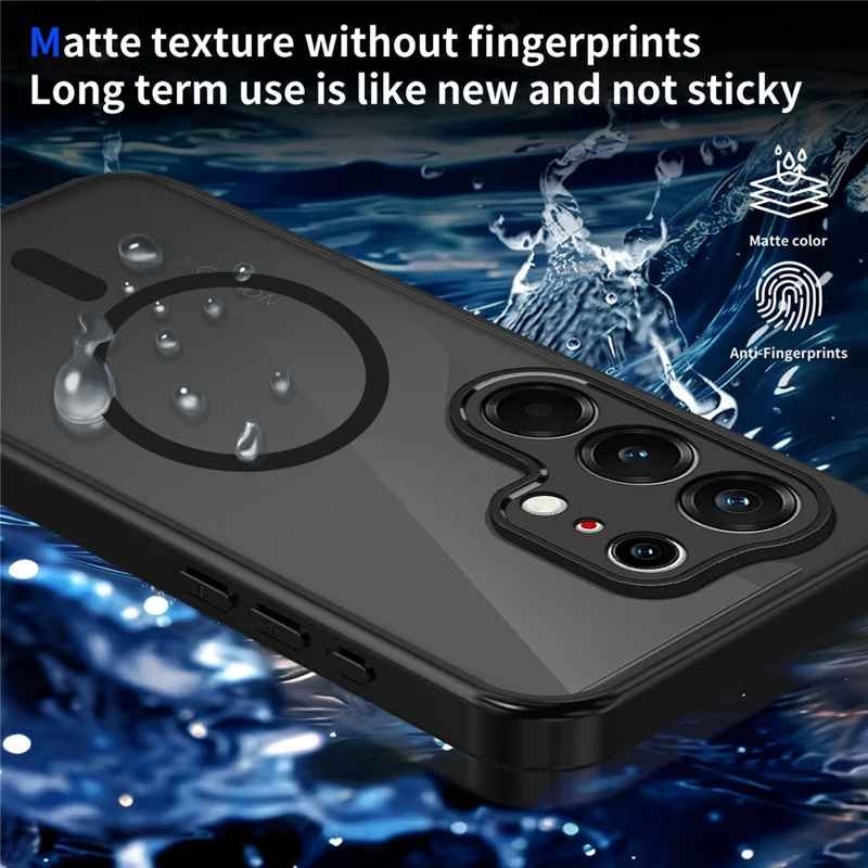 For TECNO Camon 50 4G Magnetic Case Skin Touch Matte PC + TPU Anti-Drop Phone Cover - Black