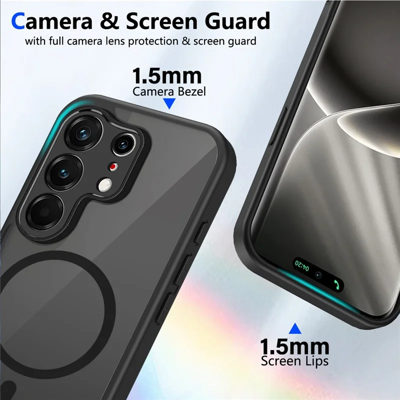 For TECNO Camon 50 4G Magnetic Case Skin Touch Matte PC + TPU Anti-Drop Phone Cover - Black