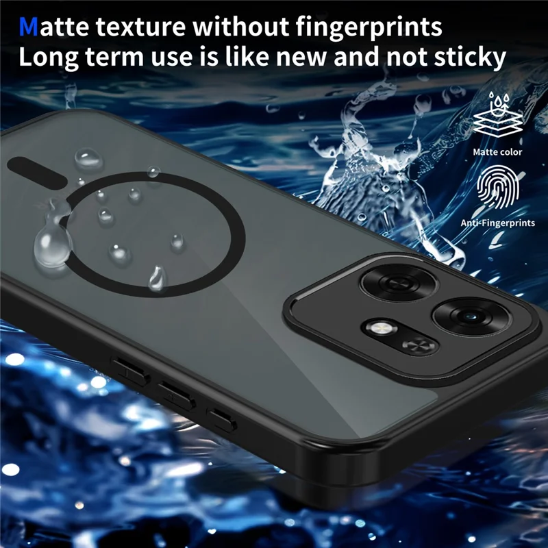 For Honor X6d 5G Magnetic Case Skin Touch Matte PC + TPU Anti-Drop Phone Cover - Black