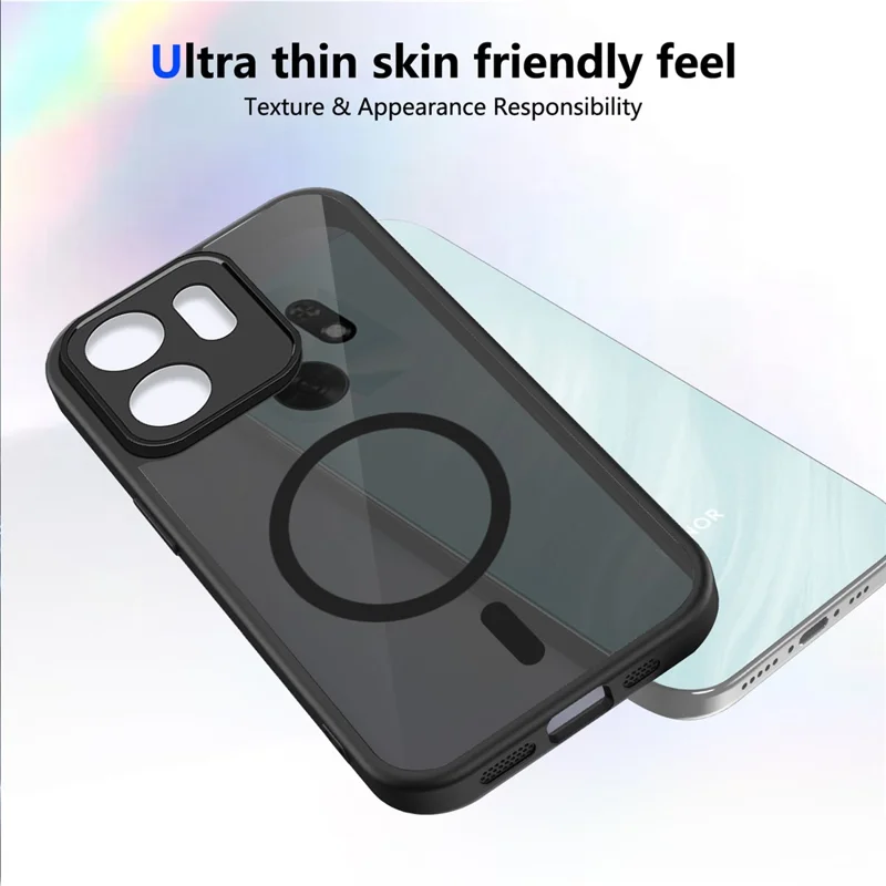 For Honor X6d 5G Magnetic Case Skin Touch Matte PC + TPU Anti-Drop Phone Cover - Black