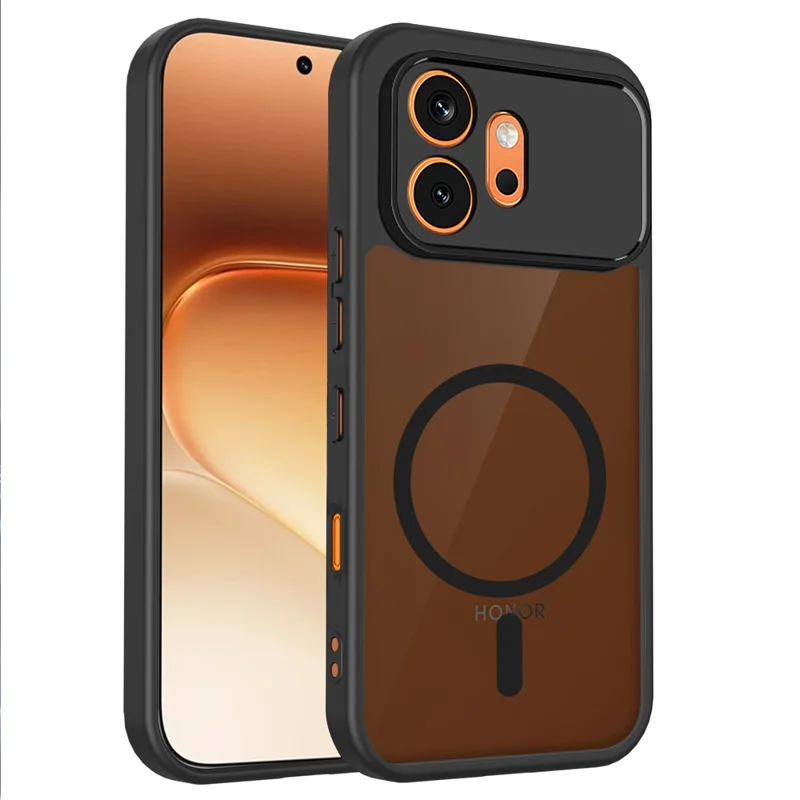 For Honor 600 5G Magnetisk Case Skindeling Matte PC + TPU Anti-Drop Telefonbeskyttelse - Sort