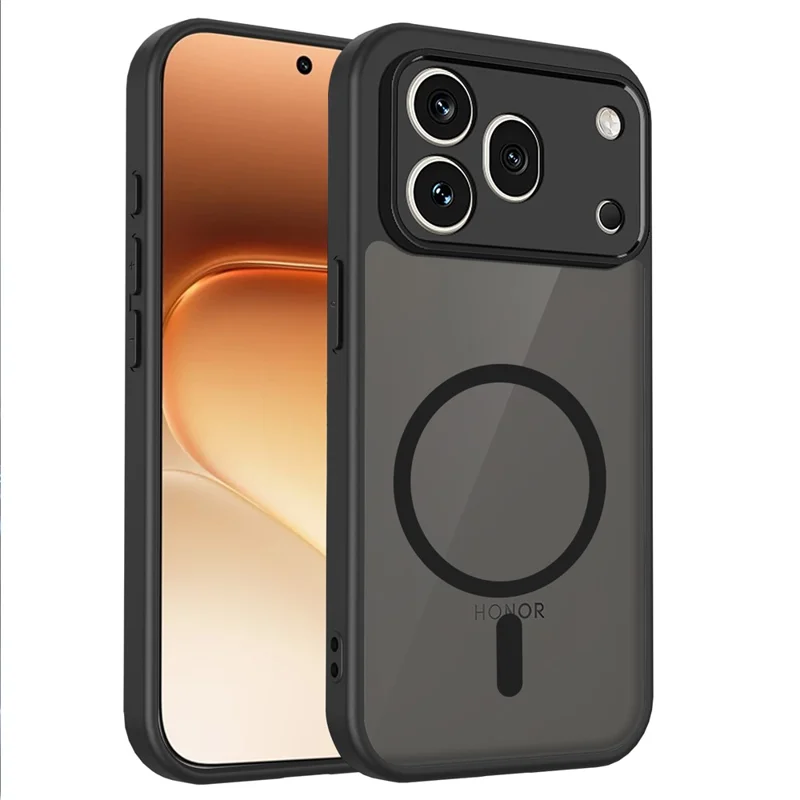For Honor 600 Pro 5G Magnetic Case Skin Touch Matte PC + TPU Anti-Drop Phone Cover - Black