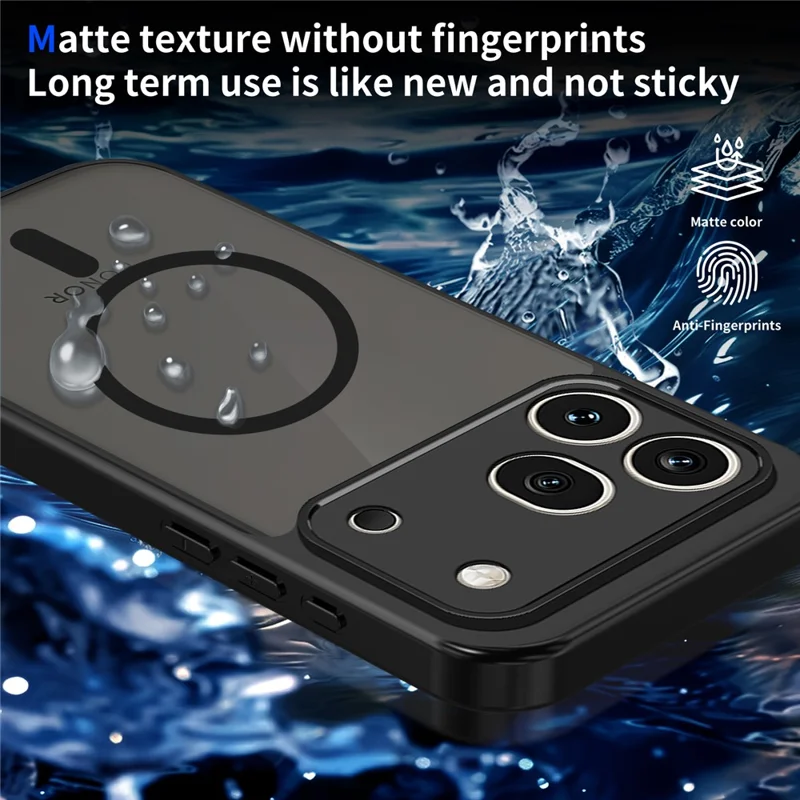 For Honor 600 Pro 5G Magnetic Case Skin Touch Matte PC + TPU Anti-Drop Phone Cover - Black