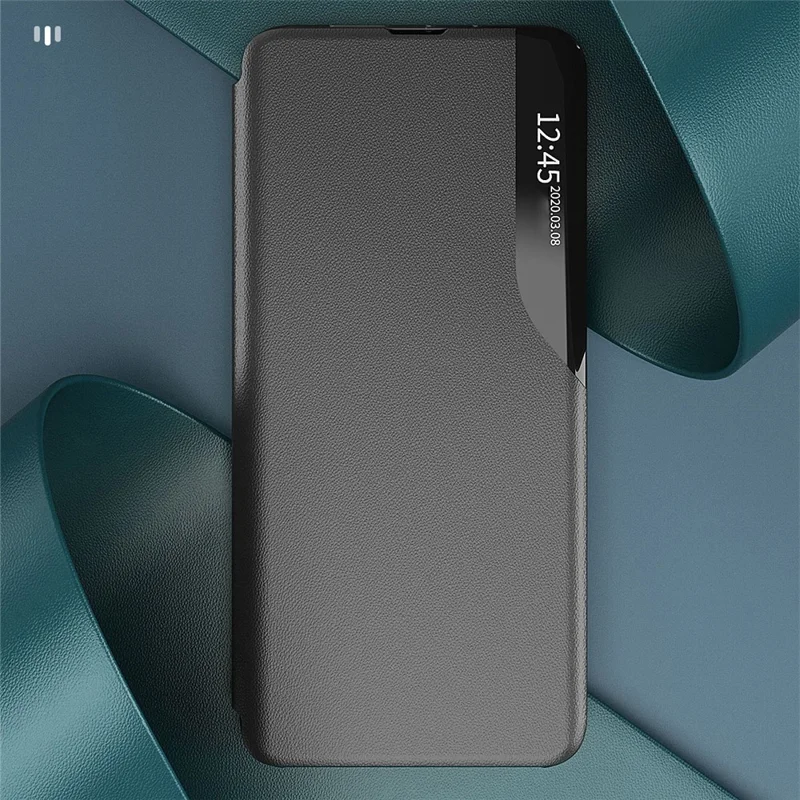 For Samsung Galaxy A27 Case Stand View Window Leather Phone Cover - Black