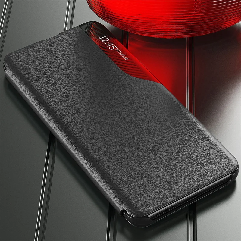 For Samsung Galaxy A27 Case Stand View Window Leather Phone Cover - Black