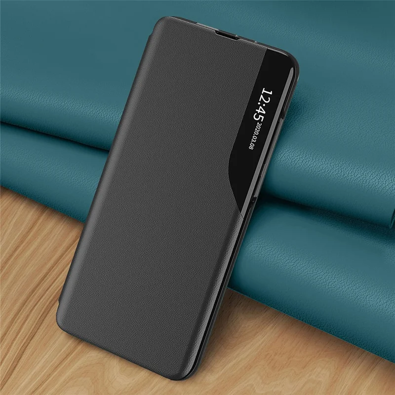 For Samsung Galaxy A27 Case Stand View Window Leather Phone Cover - Black