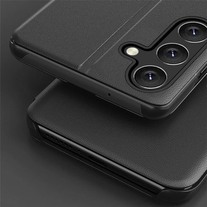 For Samsung Galaxy A27 Case Stand View Window Leather Phone Cover - Black