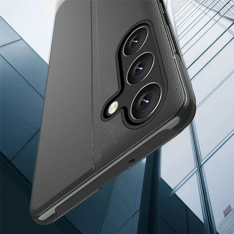 For Samsung Galaxy A27 Case Stand View Window Leather Phone Cover - Black
