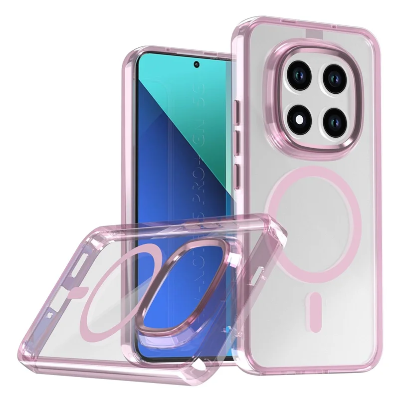 Magnetic Case For Xiaomi Redmi Note 15 Pro+ 5G (Global)  /  Poco M8 Pro 5G Shockproof TPU + PC Clear Phone Cover - Pink