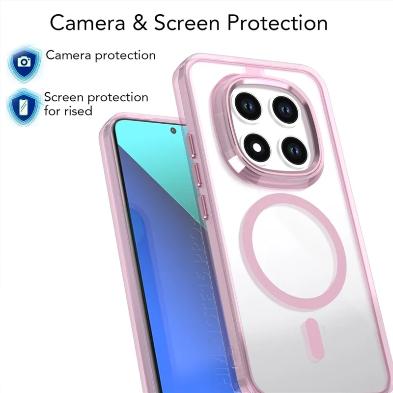 Magnetic Case For Xiaomi Redmi Note 15 Pro+ 5G (Global)  /  Poco M8 Pro 5G Shockproof TPU + PC Clear Phone Cover - Pink