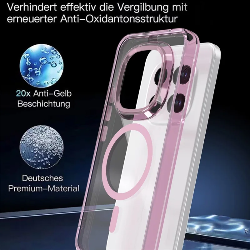 Magnetic Case For Xiaomi Redmi Note 15 Pro+ 5G (Global)  /  Poco M8 Pro 5G Shockproof TPU + PC Clear Phone Cover - Pink