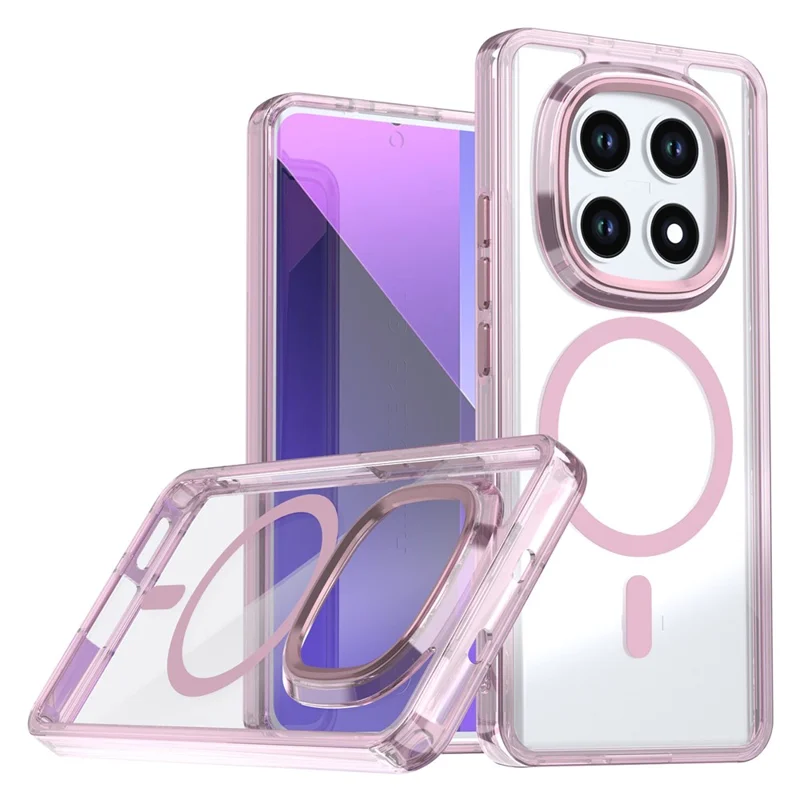 Magnetic Case For Xiaomi Redmi Note 15 5G (Global)  /  4G (Global)  /  Poco M8 5G Shockproof TPU + PC Clear Phone Cover - Pink