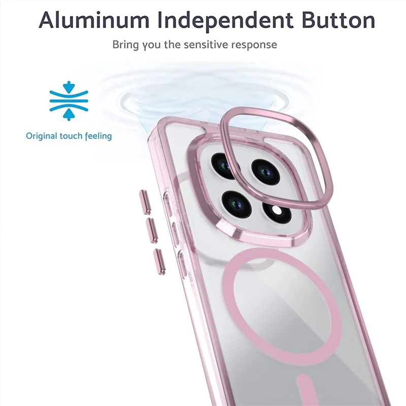 Magnetic Case For Xiaomi Redmi Note 15 5G (Global)  /  4G (Global)  /  Poco M8 5G Shockproof TPU + PC Clear Phone Cover - Pink