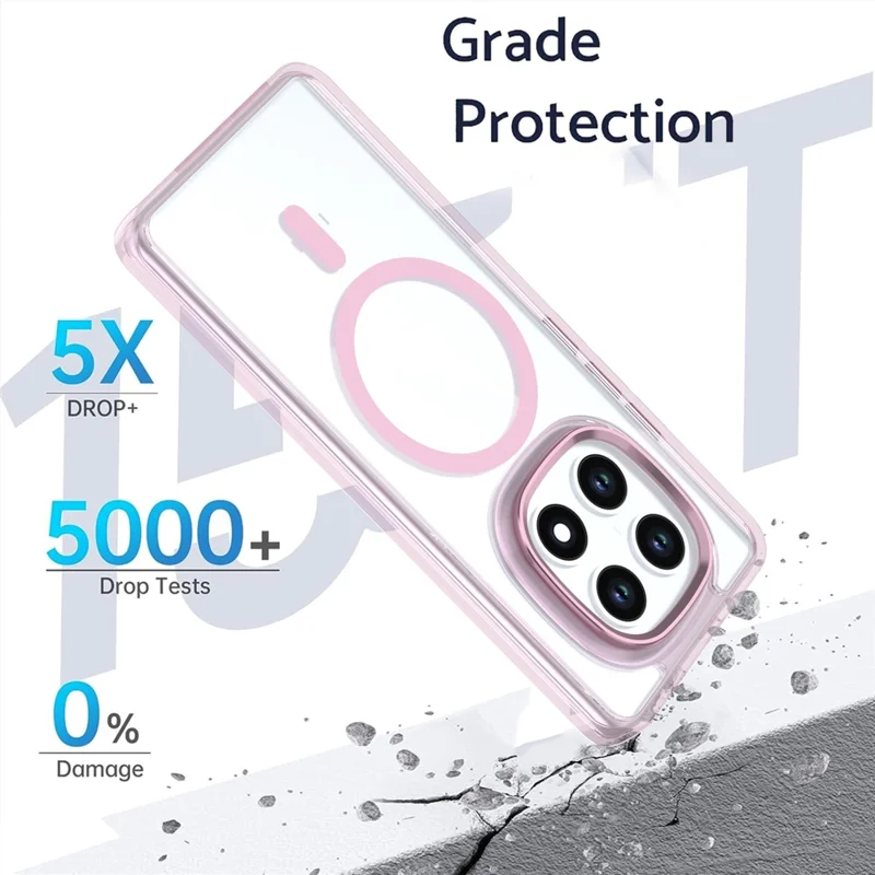 Magnetic Case For Xiaomi Redmi Note 15 5G (Global)  /  4G (Global)  /  Poco M8 5G Shockproof TPU + PC Clear Phone Cover - Pink