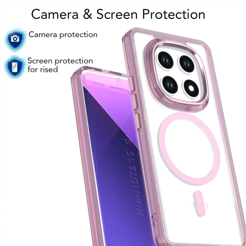 Magnetic Case For Xiaomi Redmi Note 15 5G (Global)  /  4G (Global)  /  Poco M8 5G Shockproof TPU + PC Clear Phone Cover - Pink