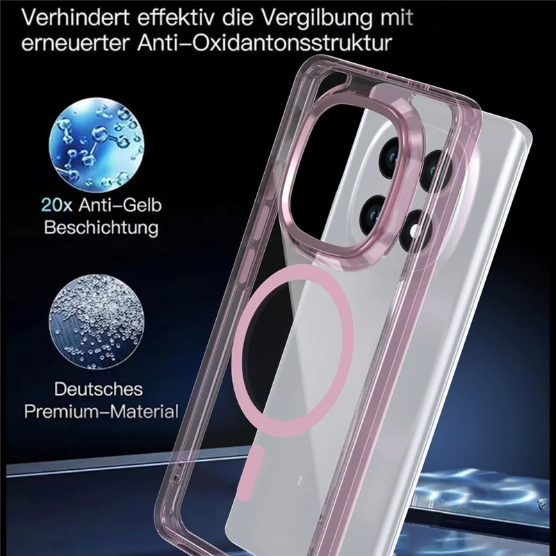 Magnetic Case For Xiaomi Redmi Note 15 5G (Global)  /  4G (Global)  /  Poco M8 5G Shockproof TPU + PC Clear Phone Cover - Pink