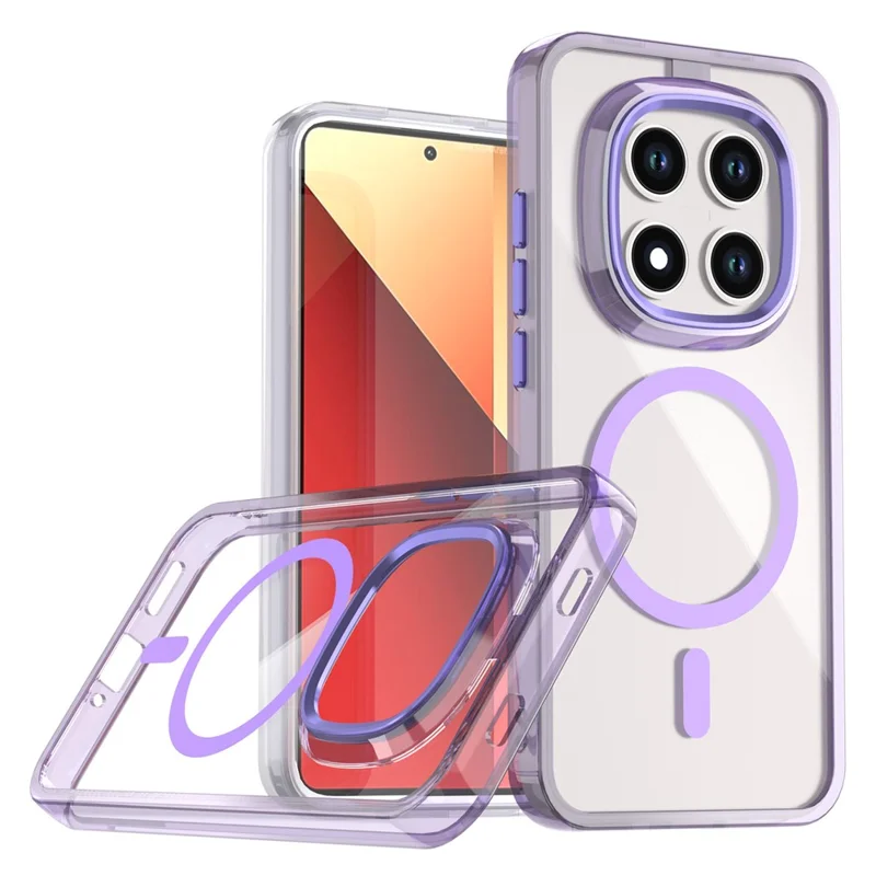 For Xiaomi Redmi Note 15 Pro 4G (Global) Magnetic Case Shockproof TPU + PC Clear Phone Cover - Purple