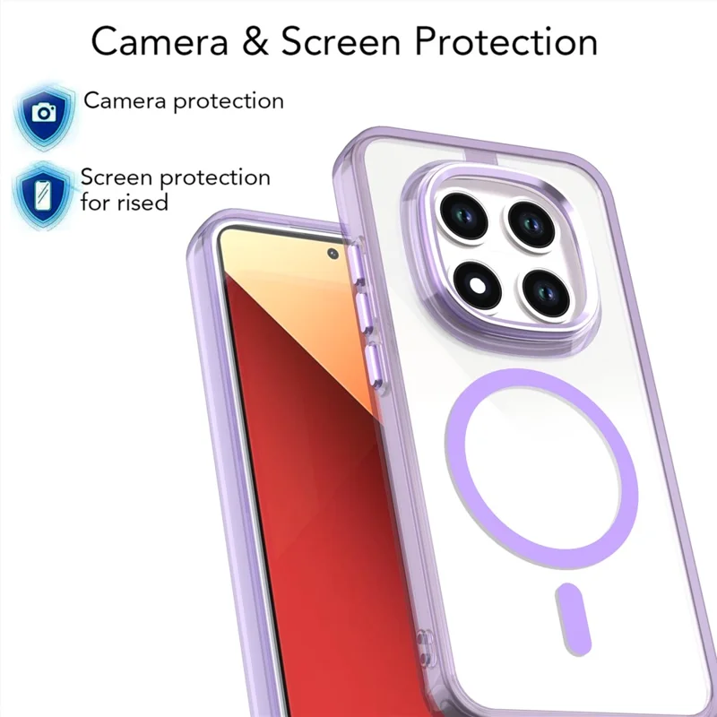 For Xiaomi Redmi Note 15 Pro 4G (Global) Magnetic Case Shockproof TPU + PC Clear Phone Cover - Purple